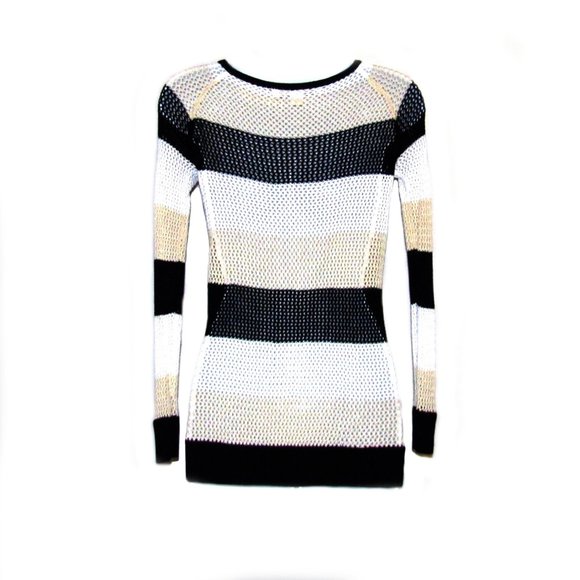 Boston Proper Open-Knit Stretch Striped Sweater Sz XS - Picture 2 of 12